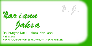 mariann jaksa business card